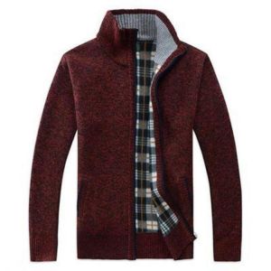 Collection for man בגדי גברים Men Fashion Zipper Plaid Lining Cardigans Stand Collar Thickening Coats
