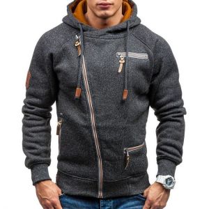 Men&#039;s Fashion Zipper Decoration Hoodies Drawstring Long Sleeve Casual Sweatshirts