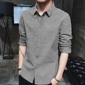 Collection for man בגדי גברים Men&#039;s Casual Long Sleeve Shirts Casual Loose Stand Collar Solid Tees Tops Autumn