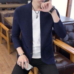 Men&#039;s Casual Pure Color Knitting Cardigans Single Breasted Pockets Coats