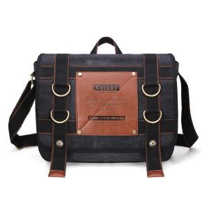 KAUKKO Mens Retro Canvas Travel Shoulder Bag School Messenger Bags