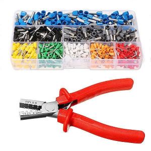Excellway&reg; EC02 800Pcs Insulated Wire Connector Terminal Cord Pin End Terminal With Crimper Plier